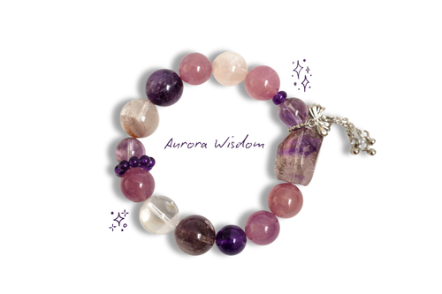 Amethyst and Rose Quartz Crystal Bracelet - 'Aurora Wisdom'