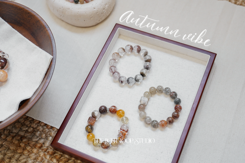 Autumn Vibe Collection Crystal Bracelets | Rutile Quartz • Hematoid Quartz • Garden Quartz • Mud Skeletal Quartz