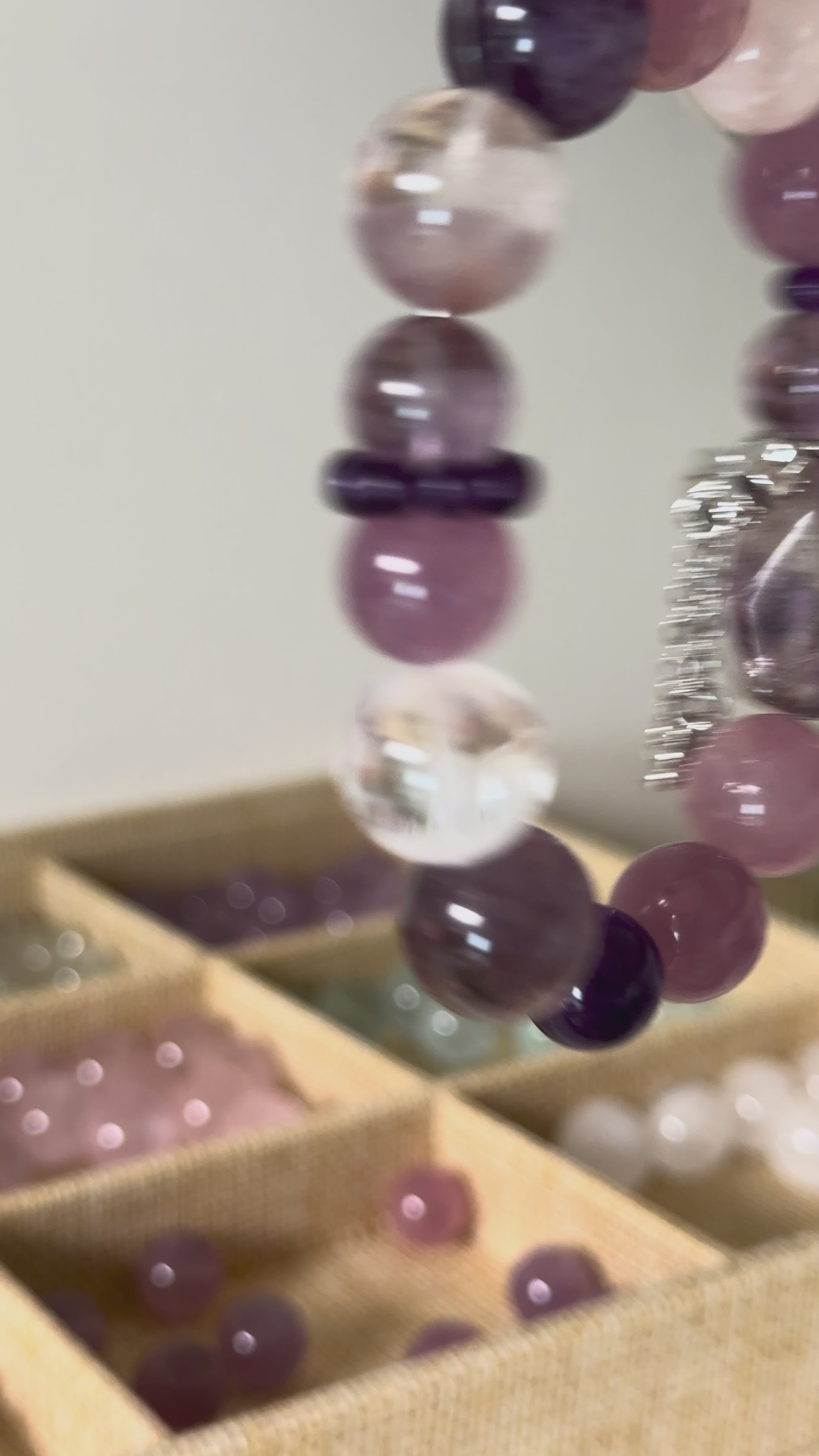 Amethyst and Rose Quartz Crystal Bracelet - 'Aurora Wisdom'